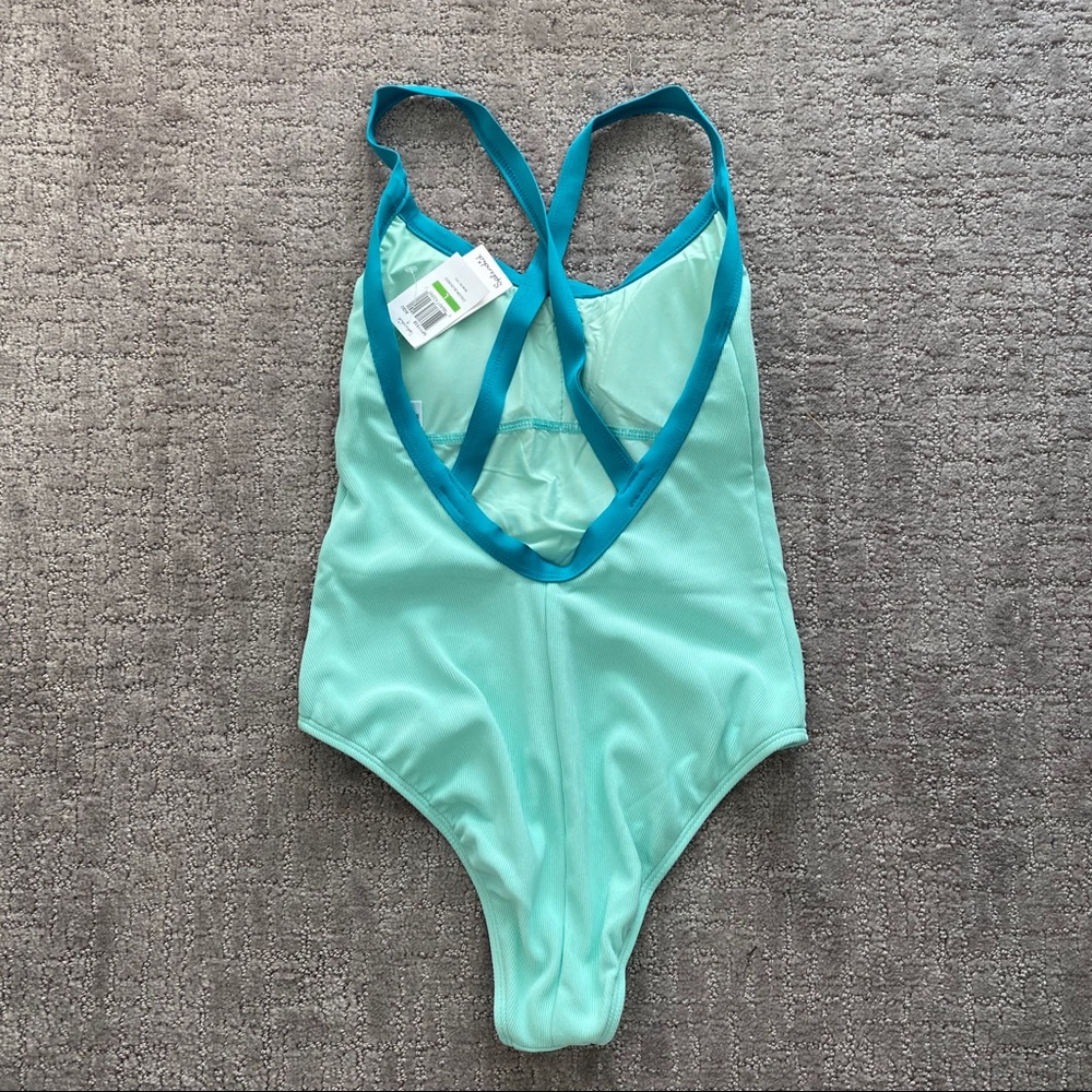 428 Splendid blue and green color block monokini - Picture 5 of 5